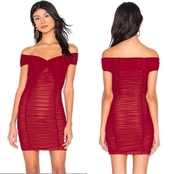 Majorelle Sophie Ruched Off Shoulder Mini Dress - Picture 1 of 5